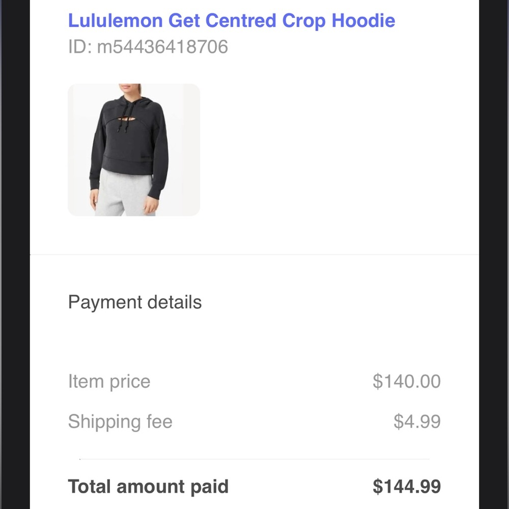 lululemon get centered hoodie size 10